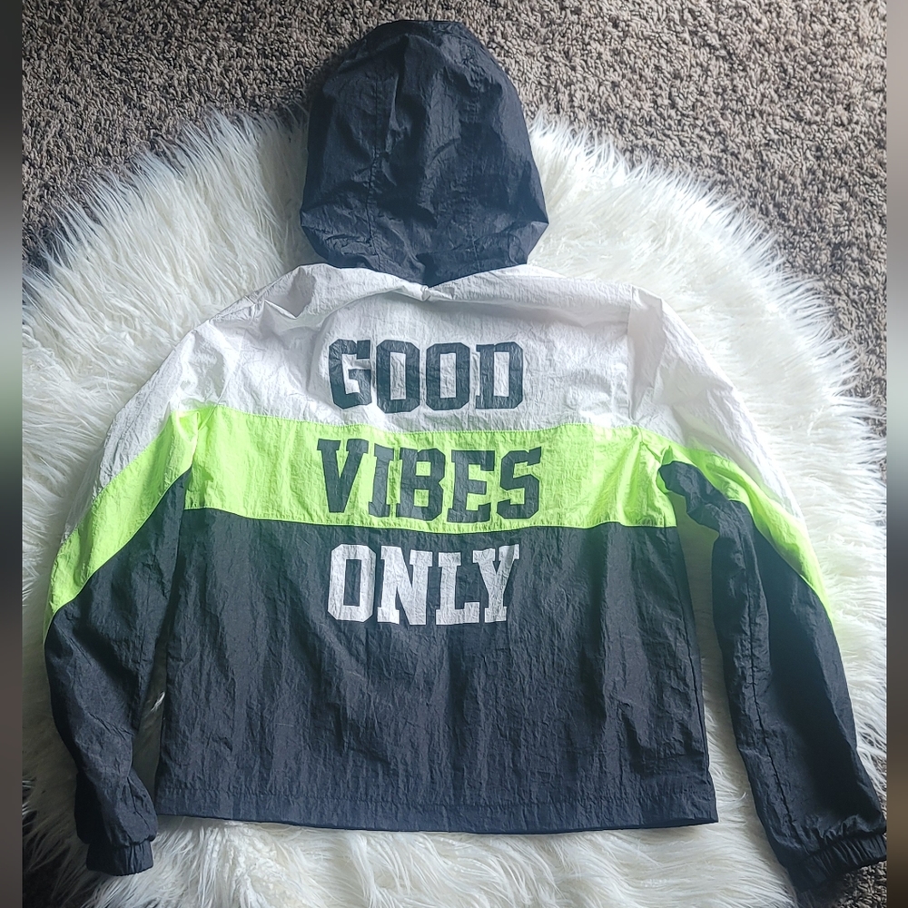 Rue21 Good Vibes Only Green Black White Coat